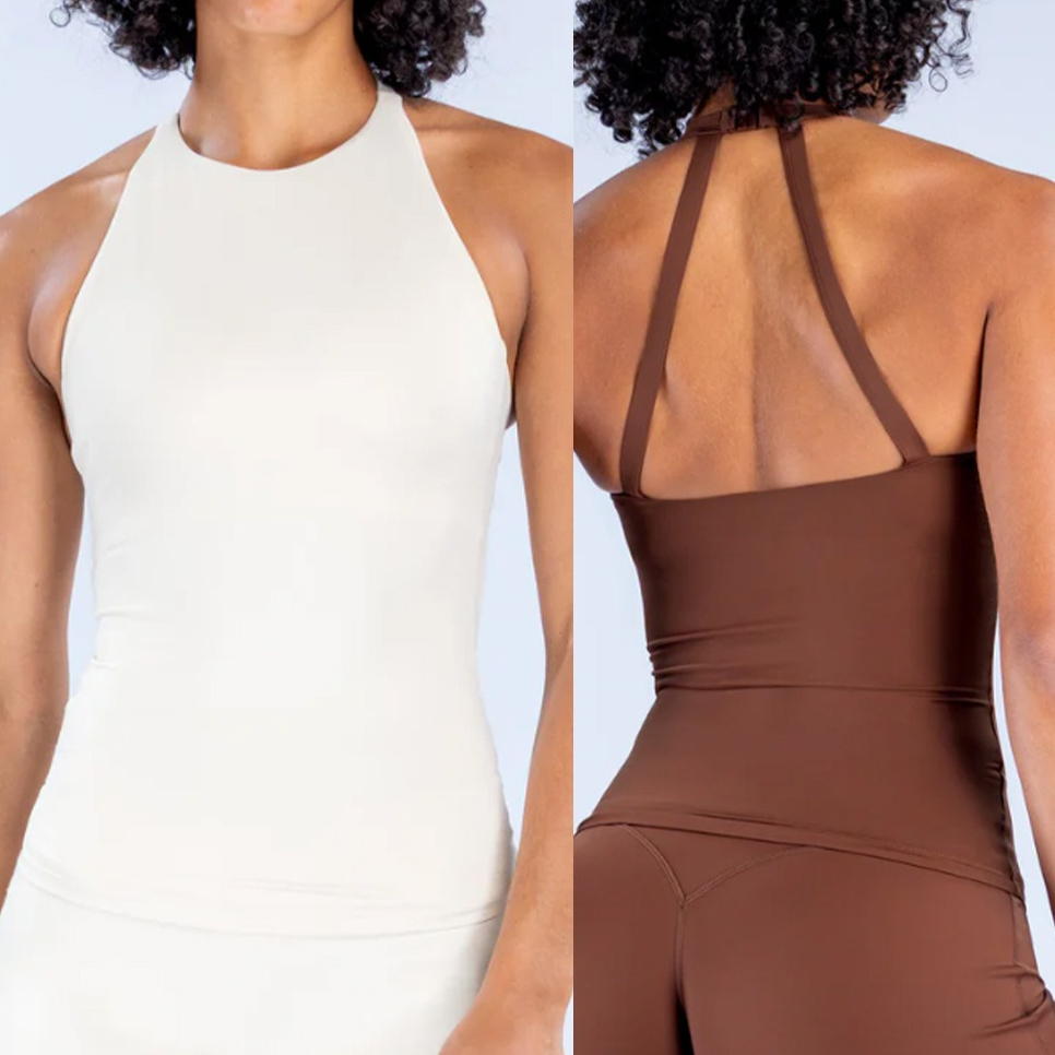 Pilates Yoga Wear - Top Halter Feminino com Sutiã Esportivo